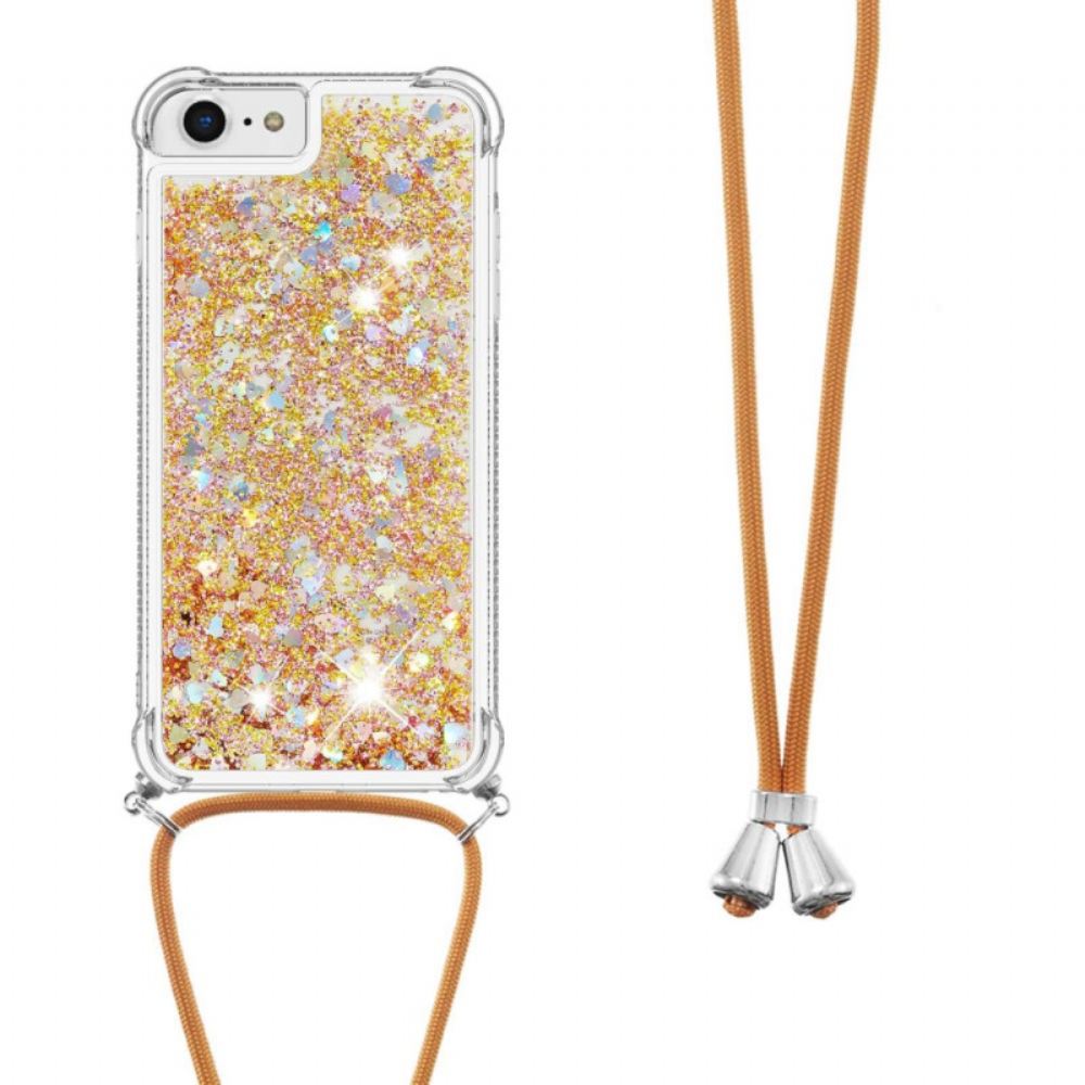 Kryt Na iPhone SE 3 / SE 2 / 8 / 7 Na Lana Design Se Stahovací Šňůrkou Flitrů