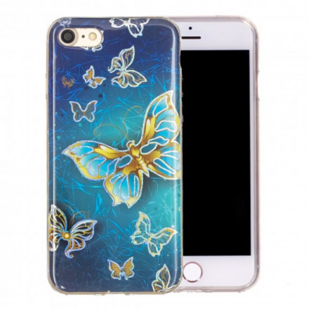Kryt Na iPhone SE 3 / SE 2 / 8 / 7 Motýli S Třpytivým Designem