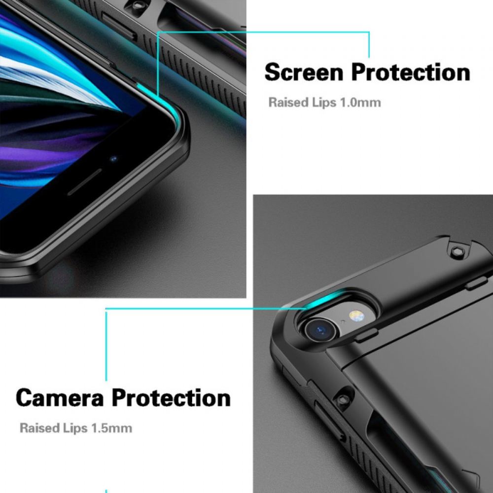 Kryt Na iPhone SE 3 / SE 2 / 8 / 7 Přihrádka 4 Držitelé Karet