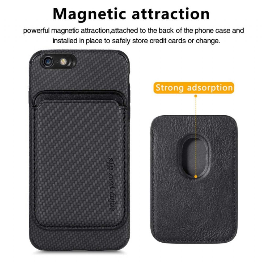 Kryt Na iPhone SE 3 / SE 2 / 8 / 7 Vyjímatelný Držák Karet Z Uhlíkových Vláken