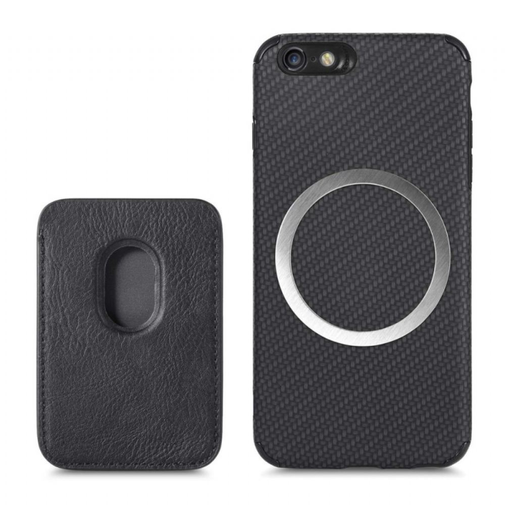 Kryt Na iPhone SE 3 / SE 2 / 8 / 7 Vyjímatelný Držák Karet Z Uhlíkových Vláken