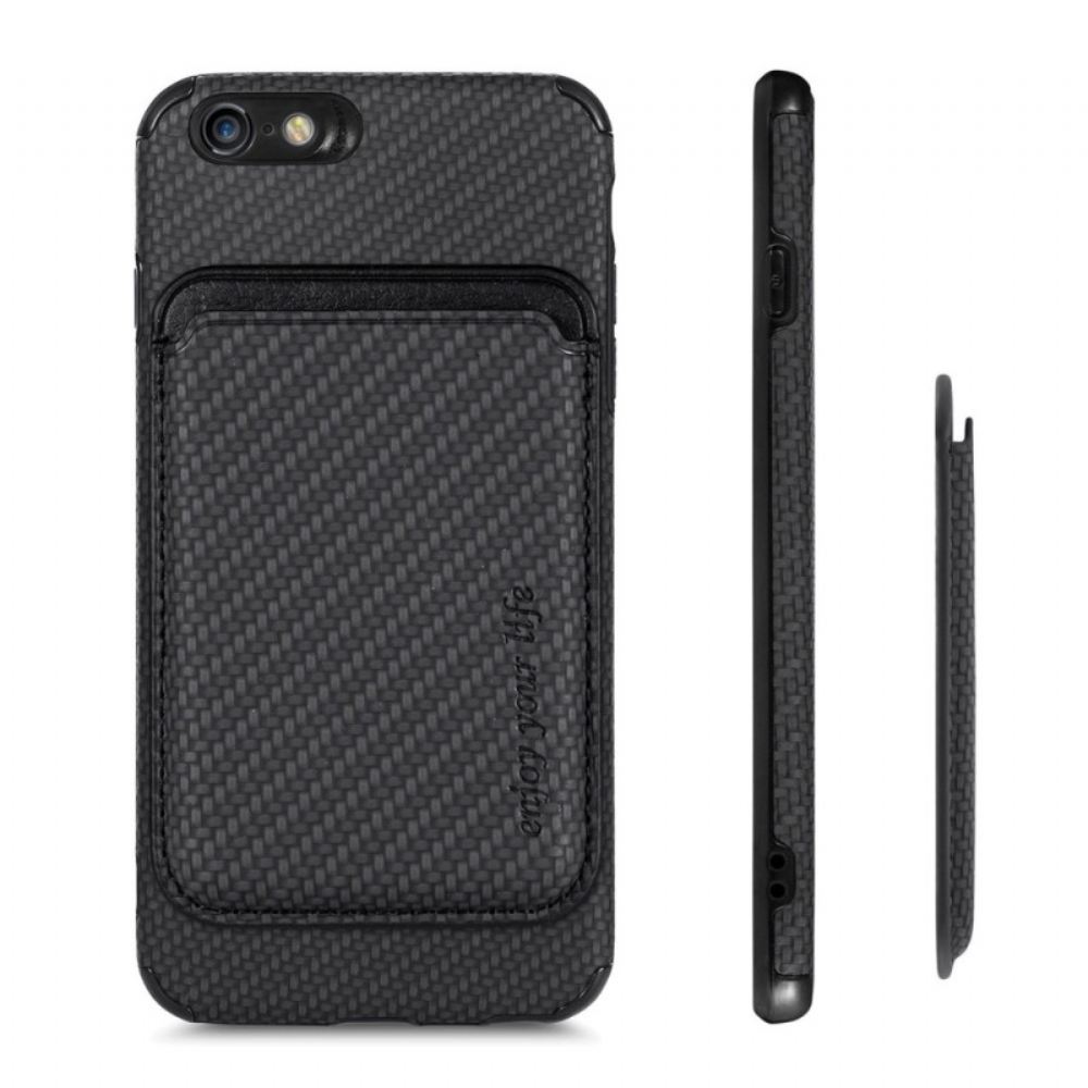 Kryt Na iPhone SE 3 / SE 2 / 8 / 7 Vyjímatelný Držák Karet Z Uhlíkových Vláken