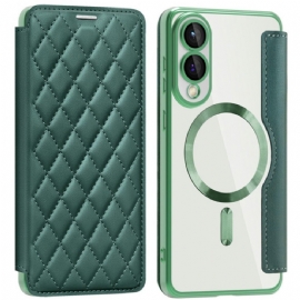 Kožené Pouzdro Folio Samsung Galaxy S25 5g Edge Prošívaná Kompatibilní S Magsafe