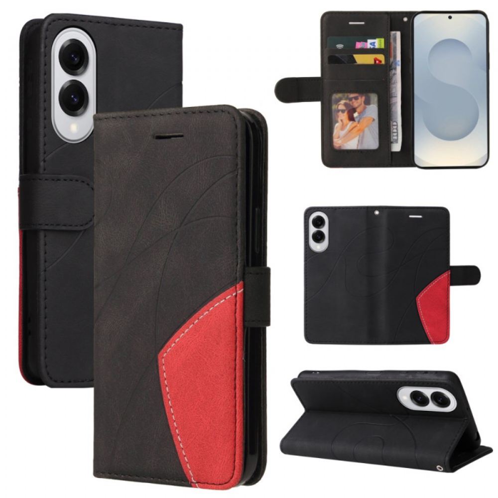 Kožený Kryt Samsung Galaxy S25 5g Edge Dvoubarevné Vlnění