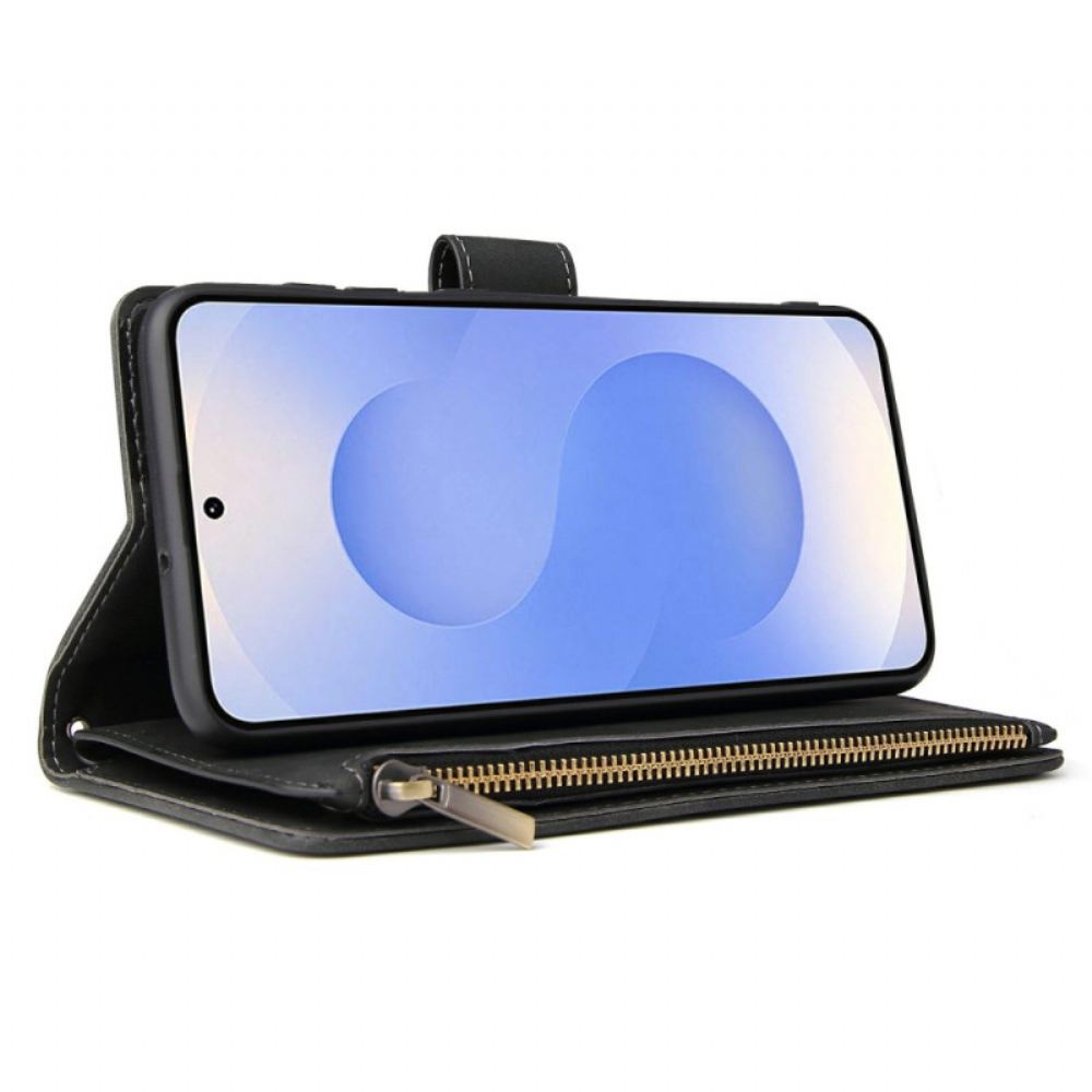 Kožený Kryt Samsung Galaxy S25 5g Edge Peněženka S Efektem Semiše