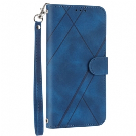 Kožený Kryt Samsung Galaxy S25 5g Edge Popruh S Potištěnými Liniemi