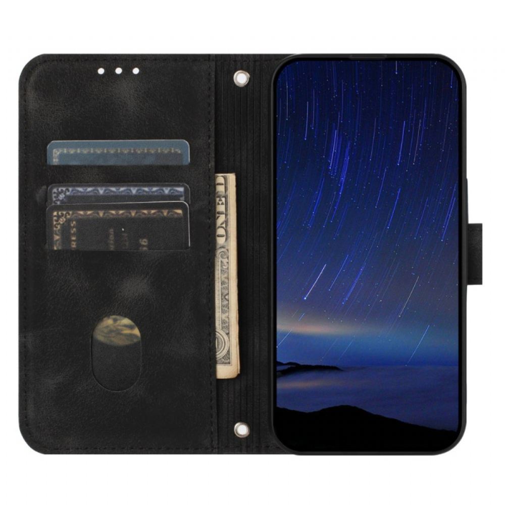 Kožený Kryt Samsung Galaxy S25 5g Edge Popruh S Potištěnými Liniemi