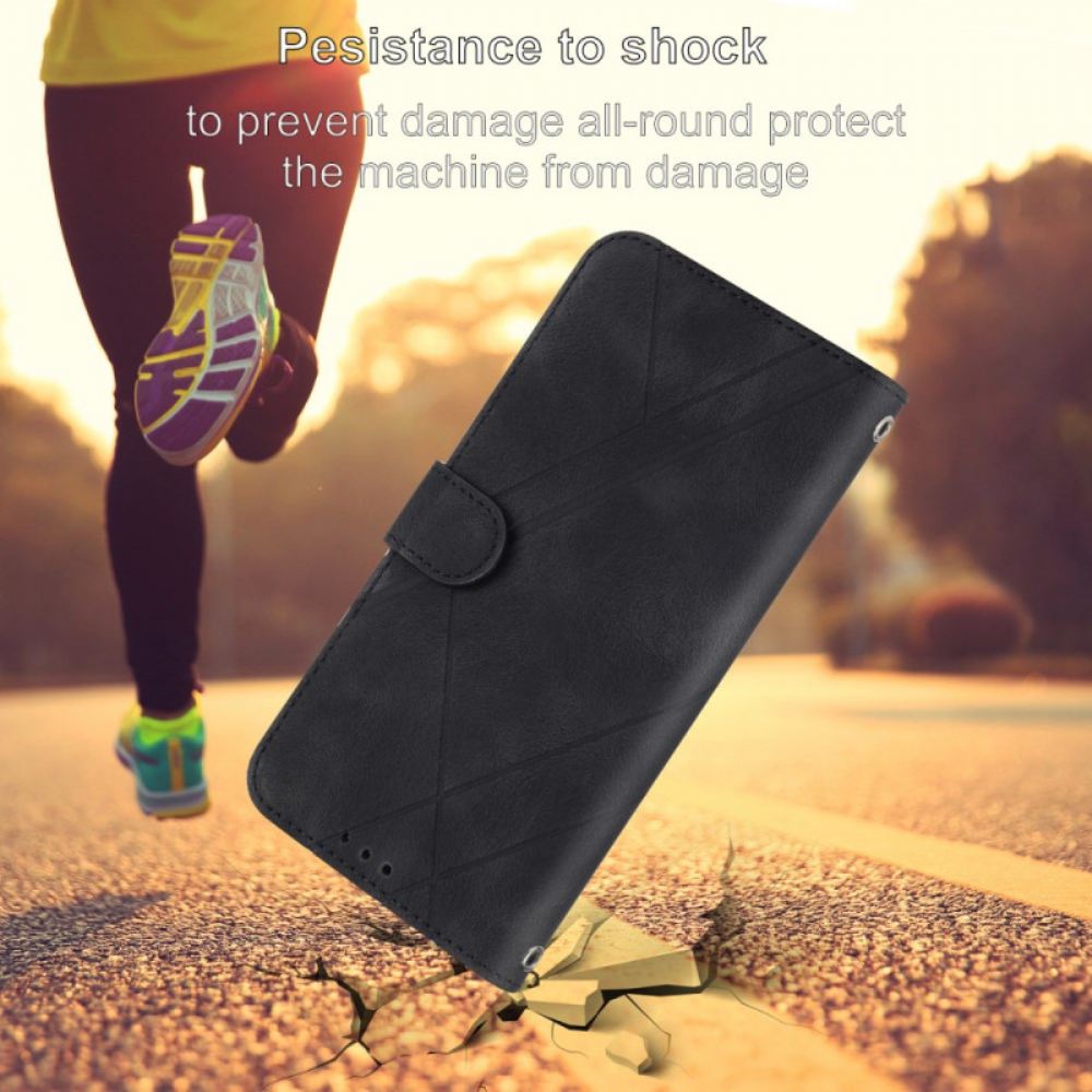 Kožený Kryt Samsung Galaxy S25 5g Edge Popruh S Potištěnými Liniemi