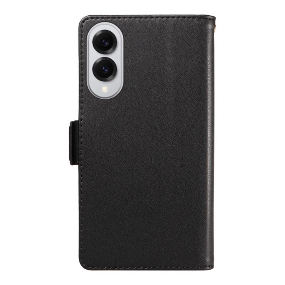 Kožený Kryt Samsung Galaxy S25 5g Edge Pouzdro Na Karty A Poutko Na Zápěstí