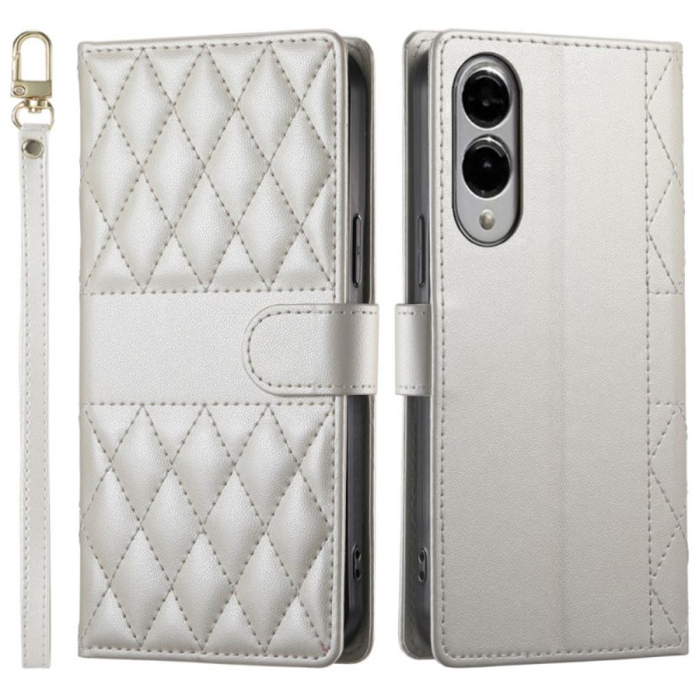 Kožený Kryt Samsung Galaxy S25 5g Edge Prošívané S Popruhem A Ramenním Popruhem