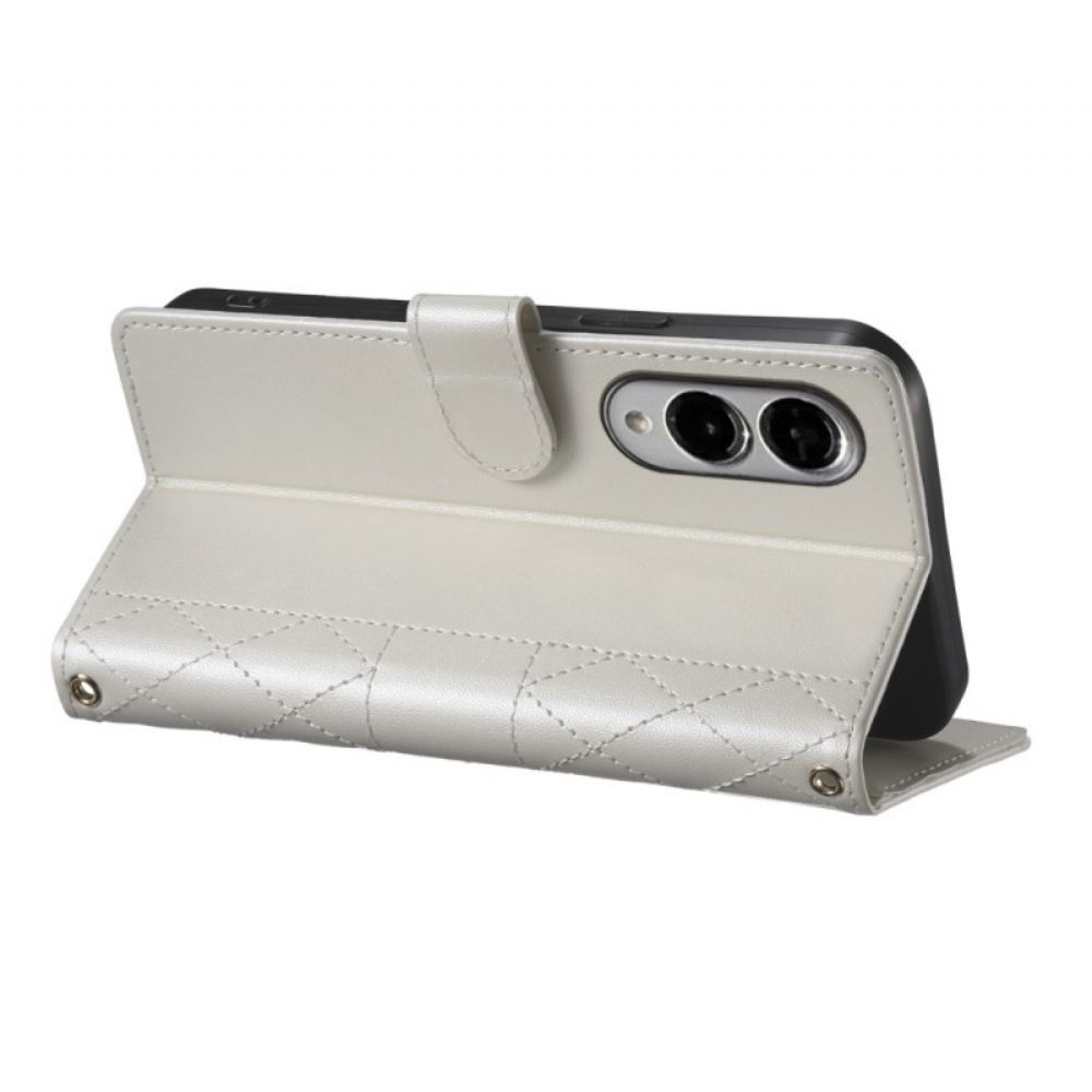 Kožený Kryt Samsung Galaxy S25 5g Edge Prošívané S Popruhem A Ramenním Popruhem