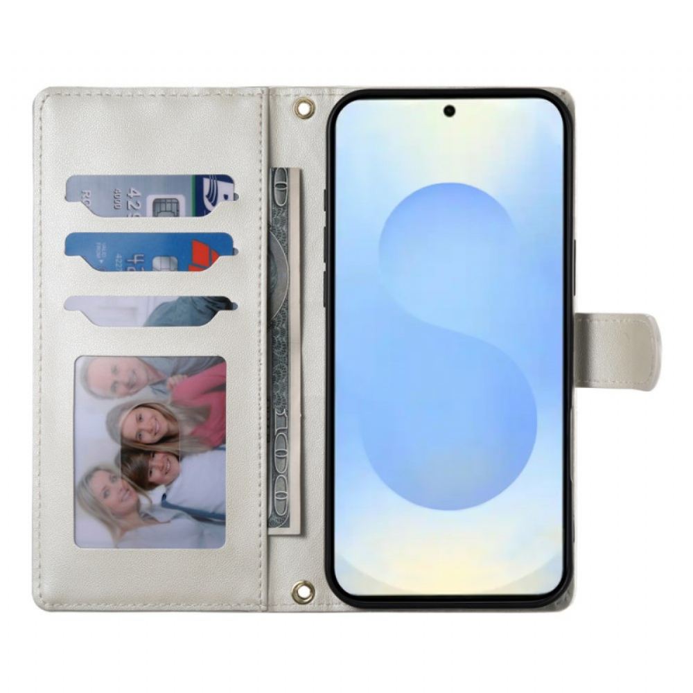 Kožený Kryt Samsung Galaxy S25 5g Edge Prošívané S Popruhem A Ramenním Popruhem