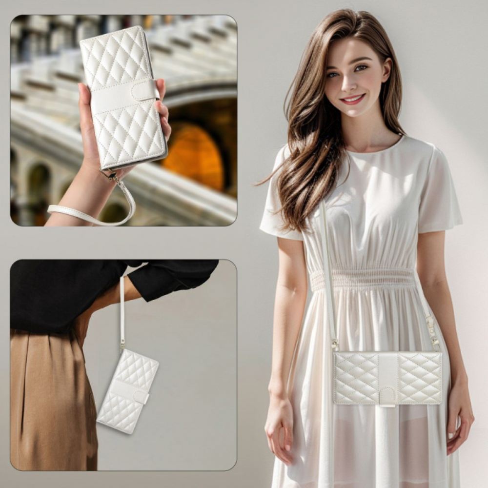 Kožený Kryt Samsung Galaxy S25 5g Edge Prošívané S Popruhem A Ramenním Popruhem