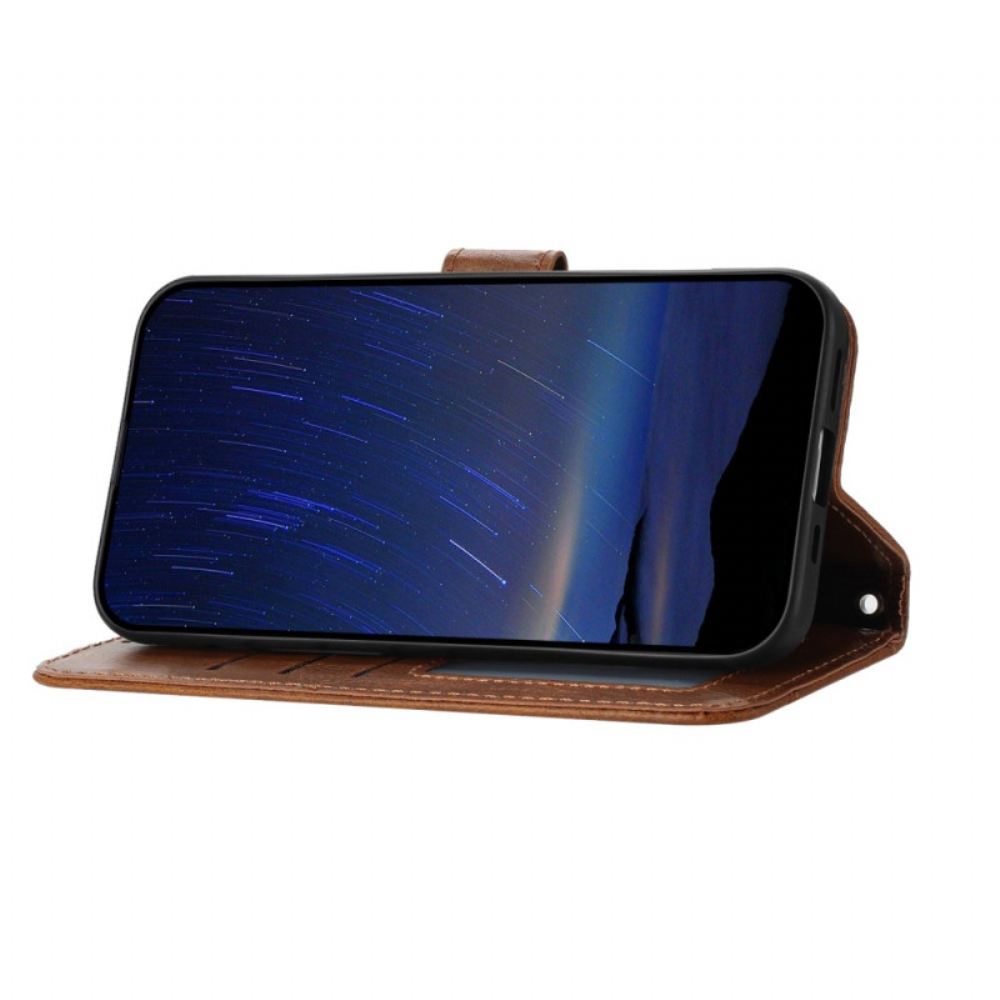 Kožený Kryt Samsung Galaxy S25 5g Edge Vintage Peněženka S Páskem A Ramenním Popruhem