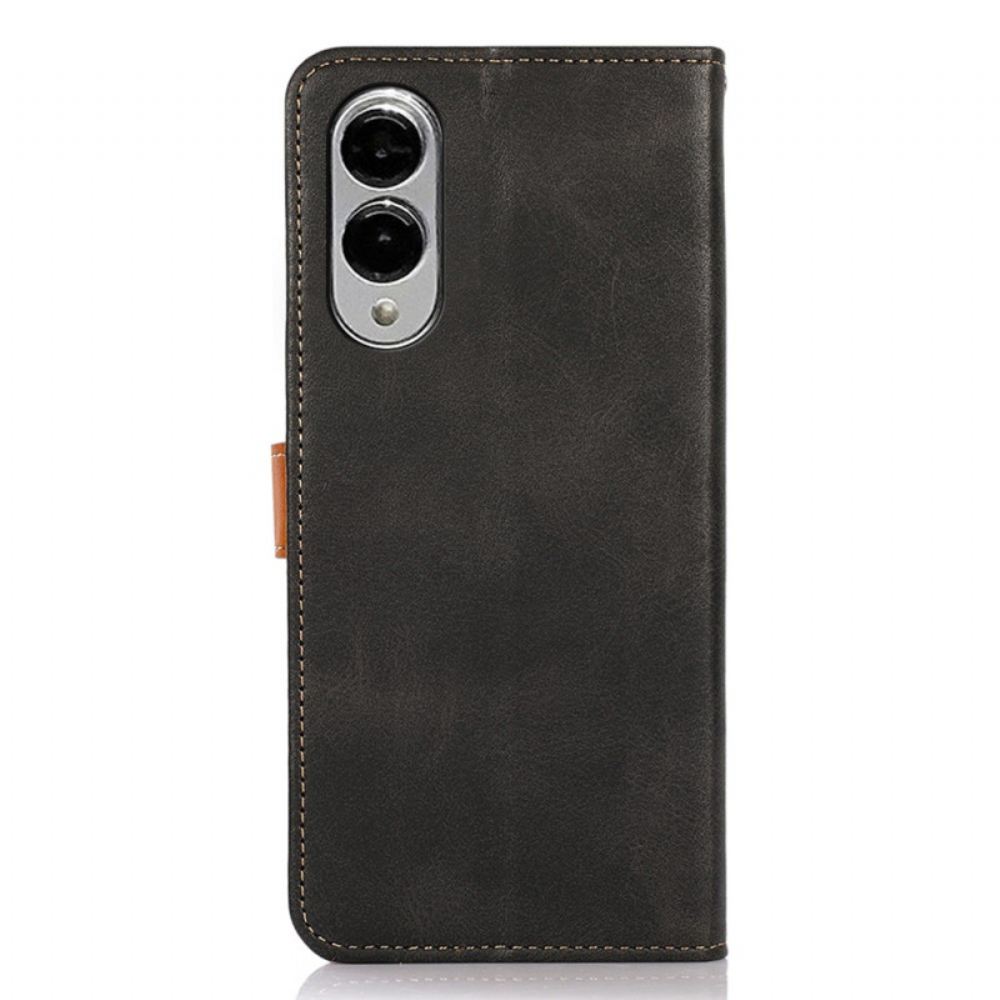 Kožený Kryt Samsung Galaxy S25 5g Edge Zlatá Spona Khazneh