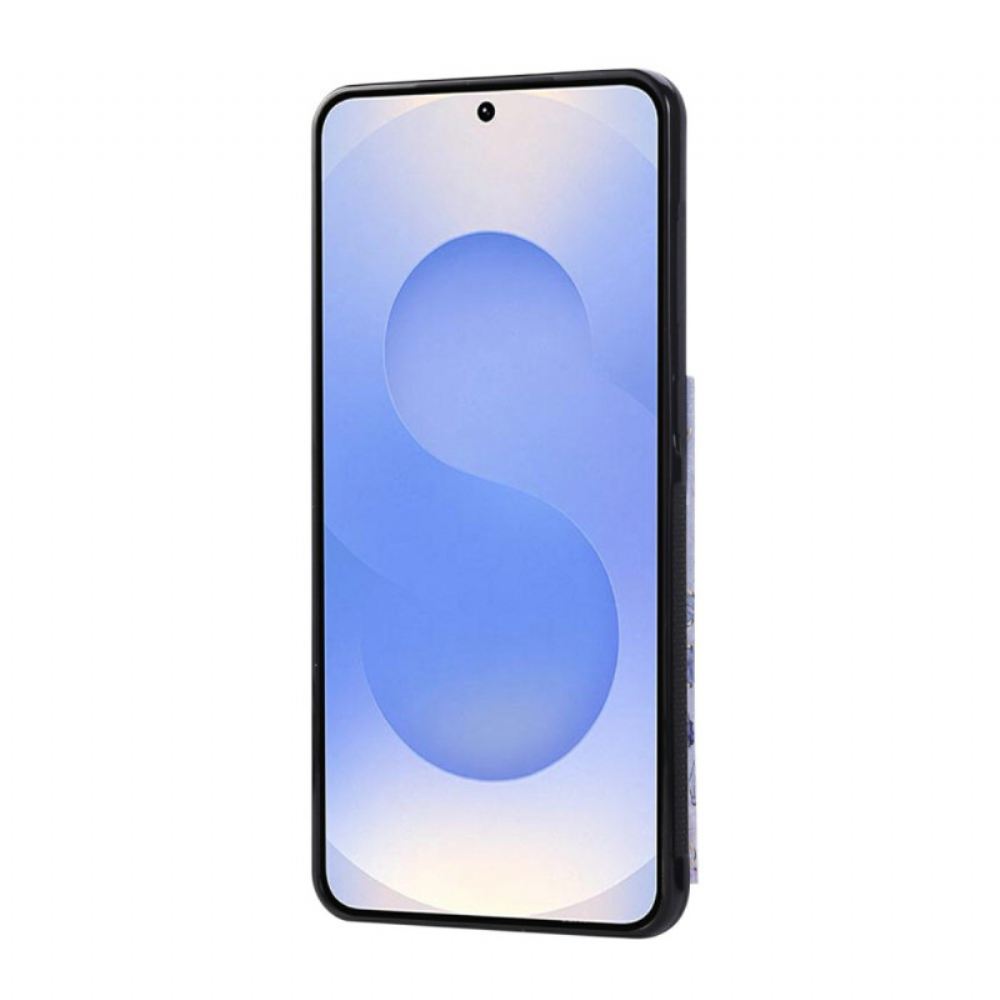 Kryt Samsung Galaxy S25 5g Edge Držák Na Karty S Květinovým Vzorem