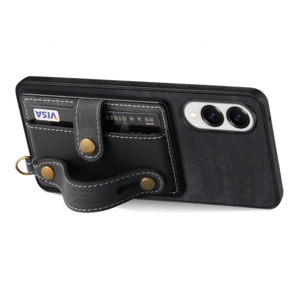 Kryt Samsung Galaxy S25 5g Edge Retro Držák Na Karty A Poutko Na Zápěstí