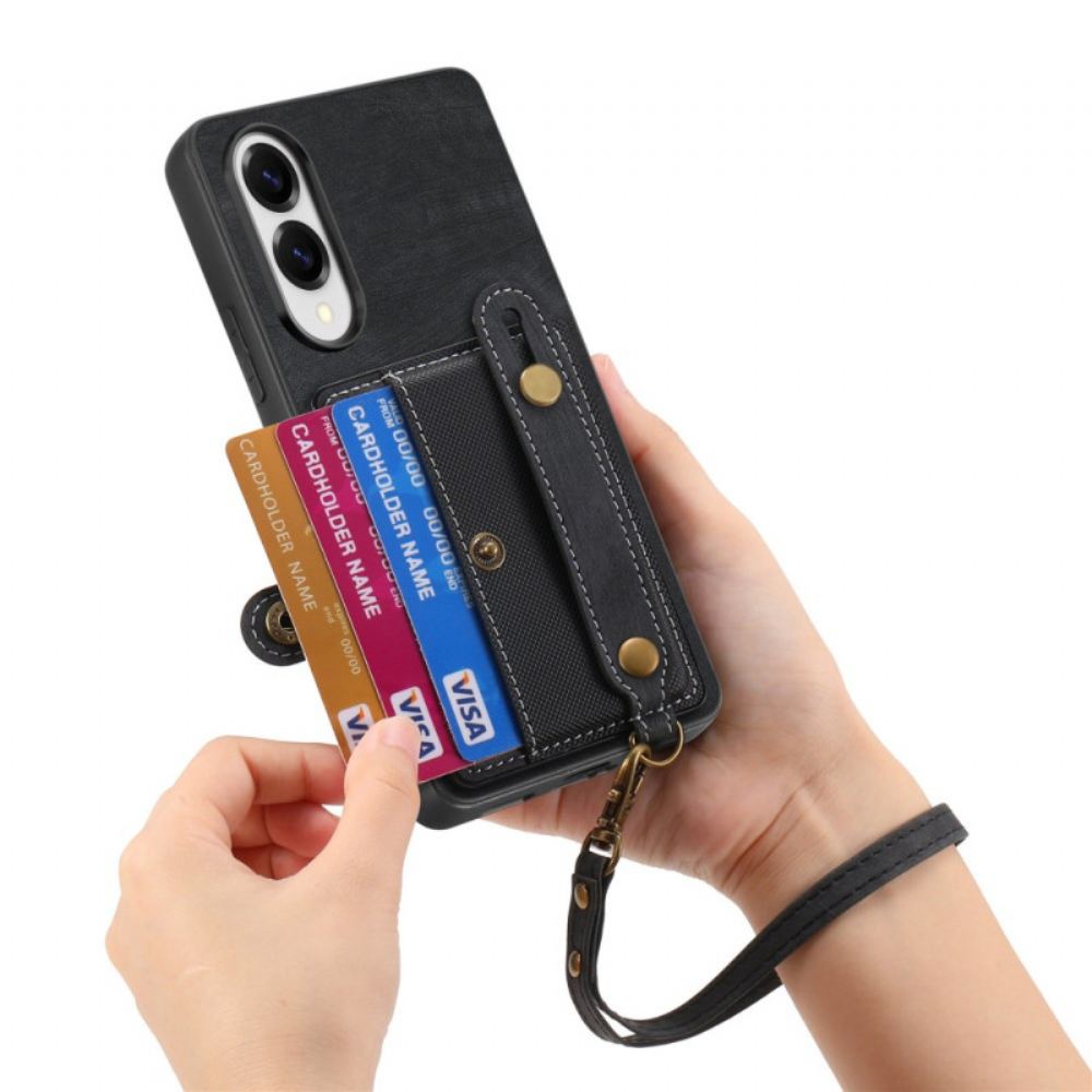 Kryt Samsung Galaxy S25 5g Edge Retro Držák Na Karty A Poutko Na Zápěstí