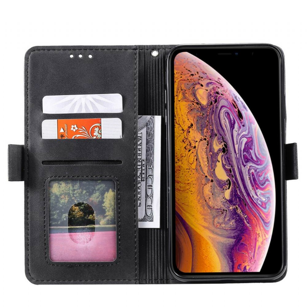 Flipové Pouzdro Na iPhone XR Dvoubarevné Zesílené Kontury Umělou Kůží