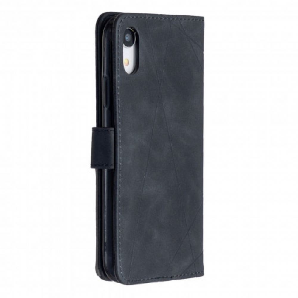 Kožené Pouzdro Na iPhone XR Barevné Trojúhelníky Binfen