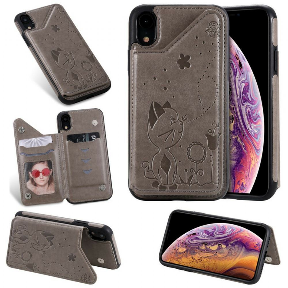 Kryt Na iPhone XR Držák Na Karty Z Umělé Kůže