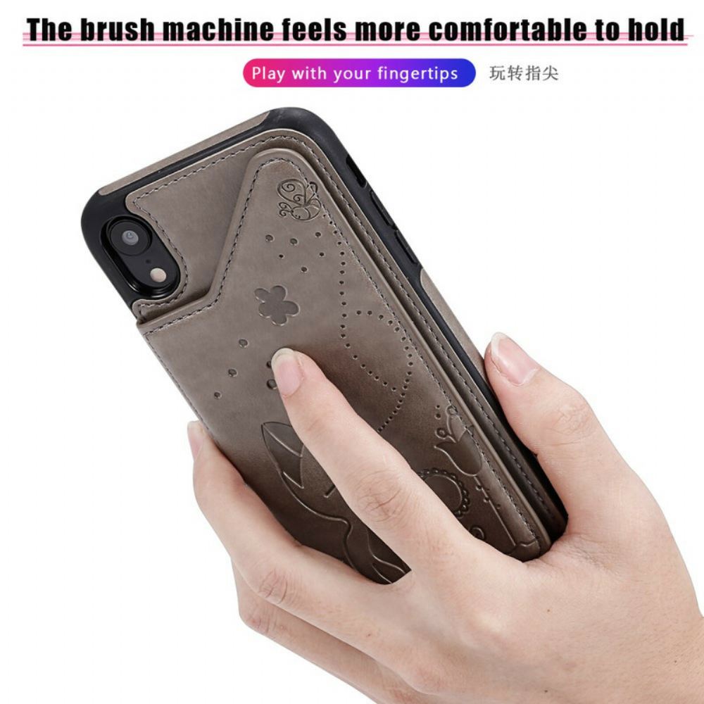 Kryt Na iPhone XR Držák Na Karty Z Umělé Kůže