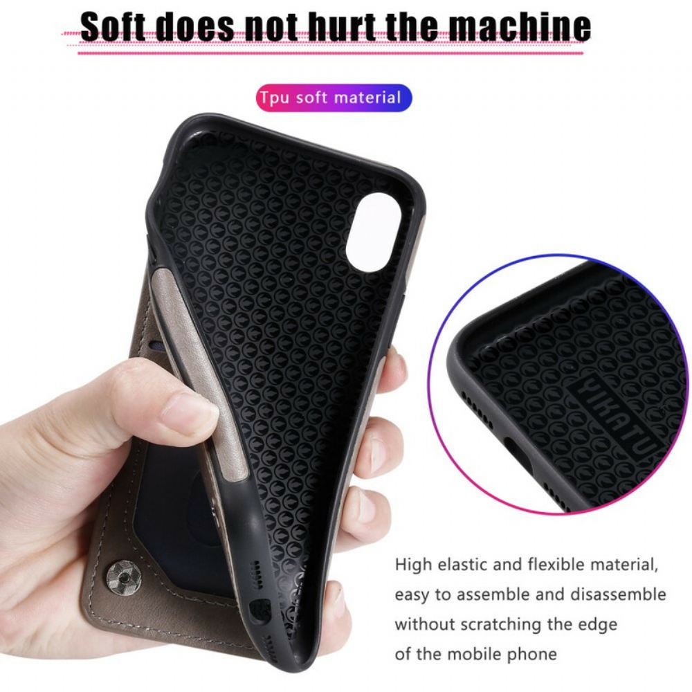 Kryt Na iPhone XR Držák Na Karty Z Umělé Kůže