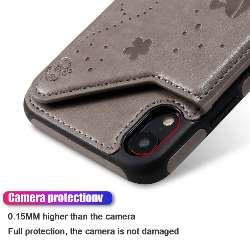 Kryt Na iPhone XR Držák Na Karty Z Umělé Kůže