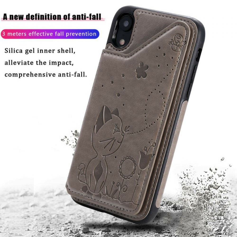 Kryt Na iPhone XR Držák Na Karty Z Umělé Kůže