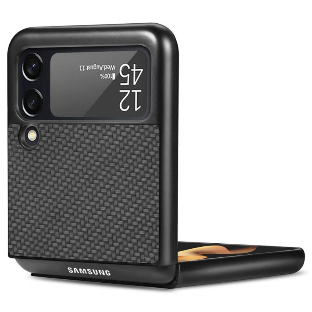 Kryt Na Samsung Galaxy Z Flip 4 Flipové Pouzdro Texturované Uhlíkové Vlákno