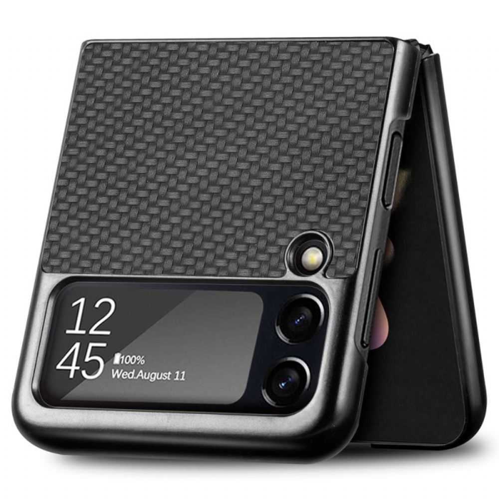 Kryt Na Samsung Galaxy Z Flip 4 Flipové Pouzdro Texturované Uhlíkové Vlákno