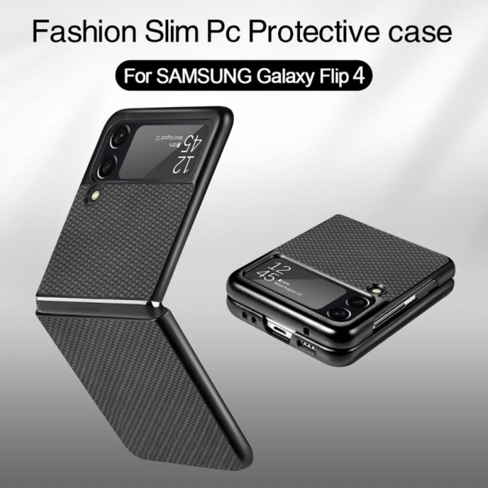 Kryt Na Samsung Galaxy Z Flip 4 Flipové Pouzdro Texturované Uhlíkové Vlákno