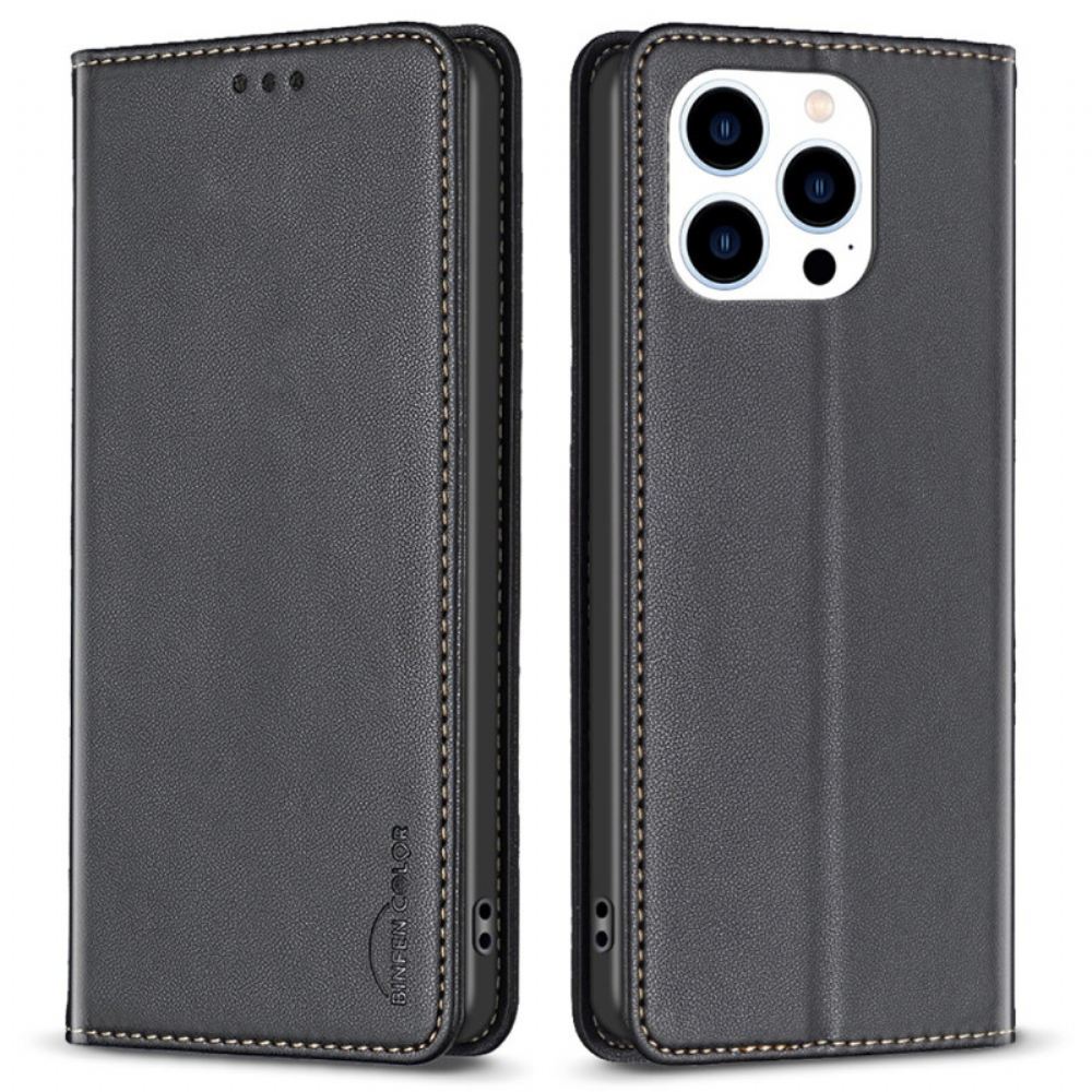 Kožené Pouzdro Folio iPhone 16 Pro Max Klasická Barva Binfen