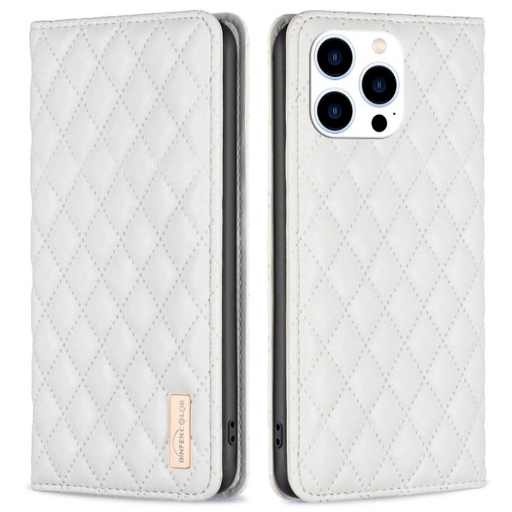 Kožené Pouzdro Folio iPhone 16 Pro Max Prošívaná Binfen Barva