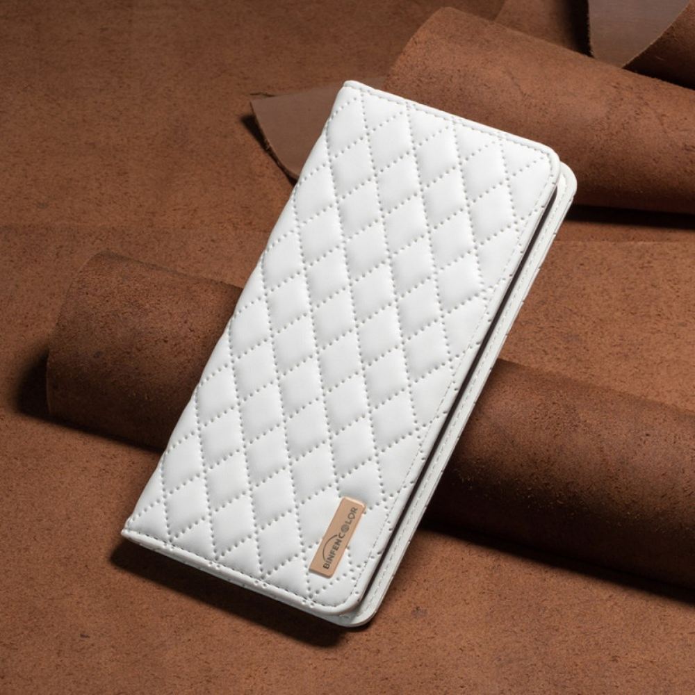 Kožené Pouzdro Folio iPhone 16 Pro Max Prošívaná Binfen Barva