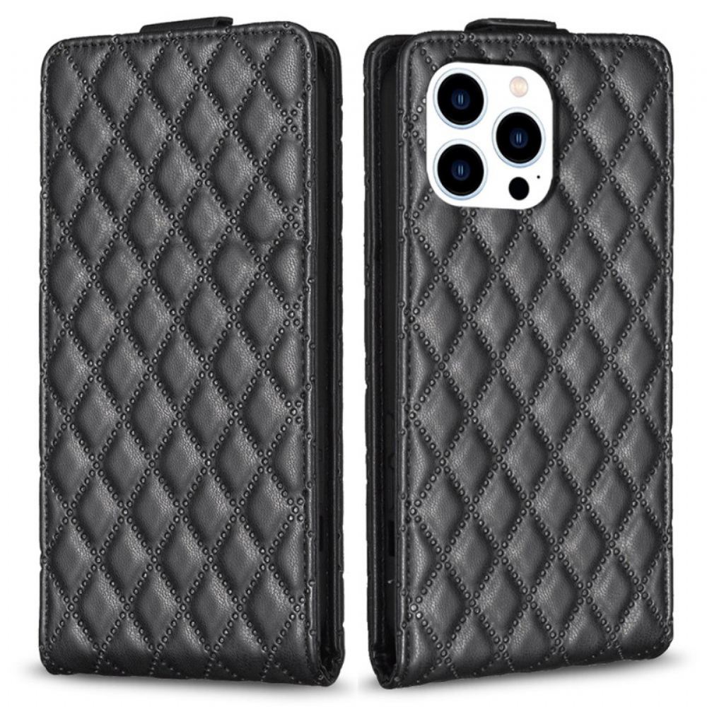 Kožené Pouzdro Folio iPhone 16 Pro Max Prošívaná Vertikální Chlopeň