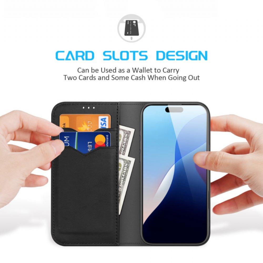 Kožené Pouzdro Folio Na iPhone 16 Pro Max Blokování Rfid Hivo Series Dux Ducis