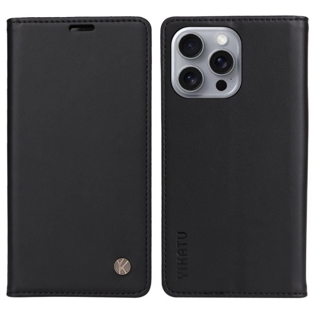 Kožené Pouzdro iPhone 16 Pro Max Kryty Na Mobil Klasický Yikatu