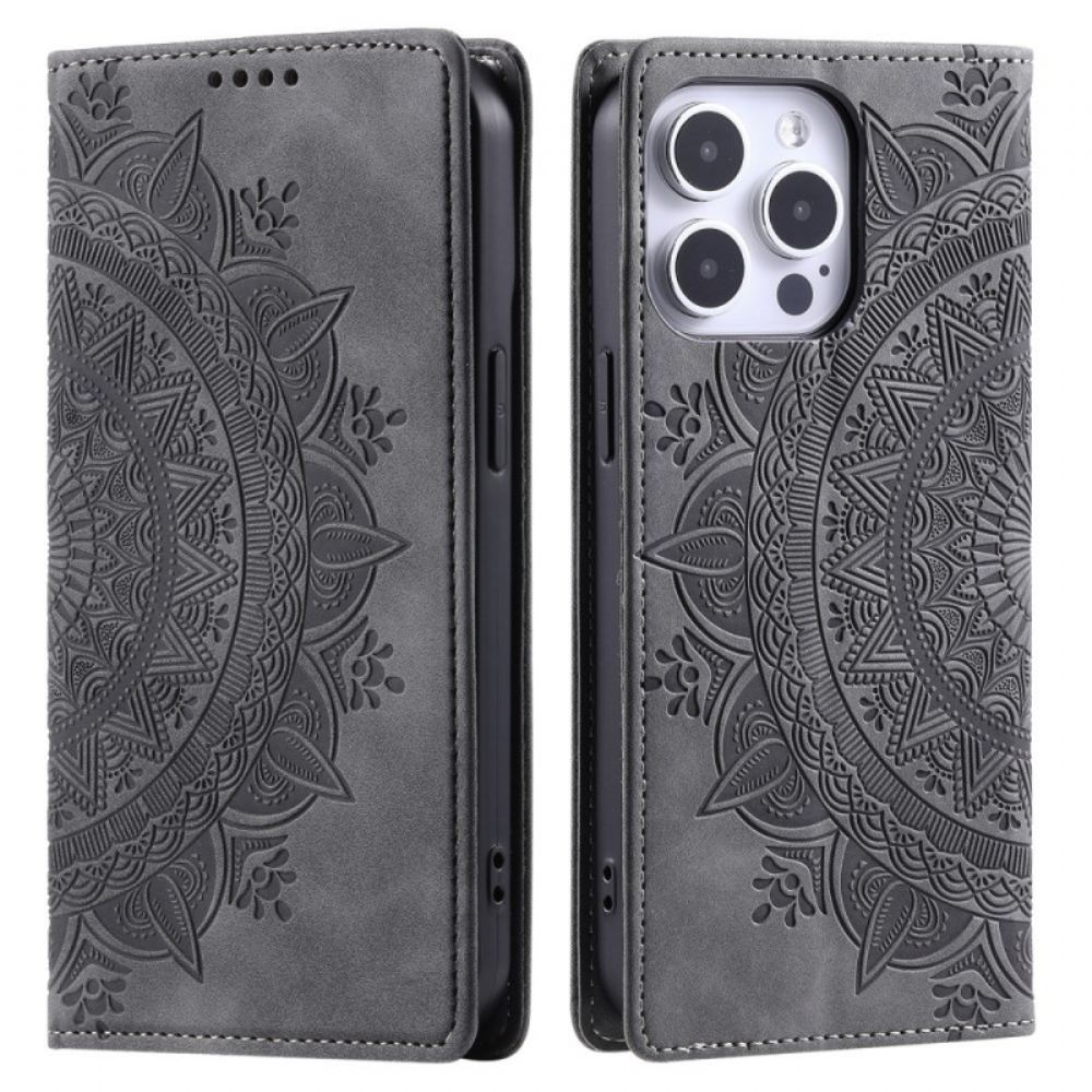 Kožené Pouzdro iPhone 16 Pro Max Kryty Na Mobil Mandala Suede Effect