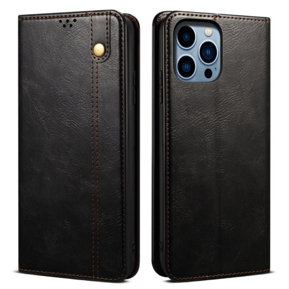 Kožené Pouzdro iPhone 16 Pro Max Kryty Na Mobil Voskovaná Imitace Kůže