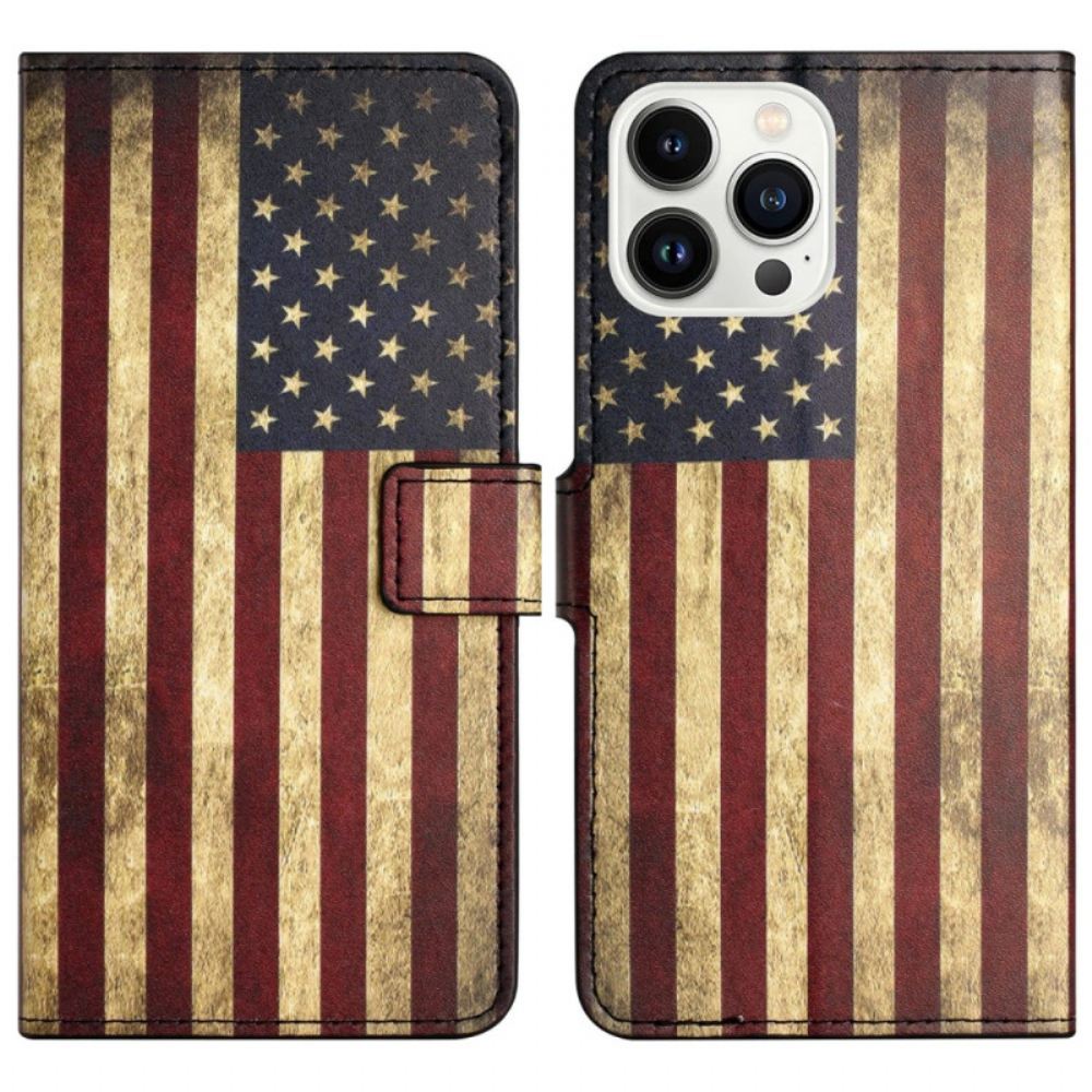 Kožený Kryt iPhone 16 Pro Max Americká Vlajka