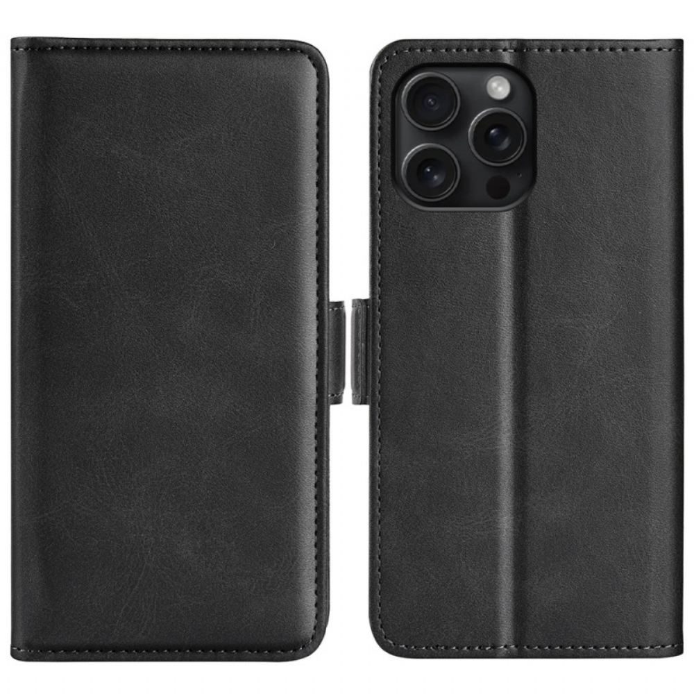 Kožený Kryt iPhone 16 Pro Max Dvojité Zapínání