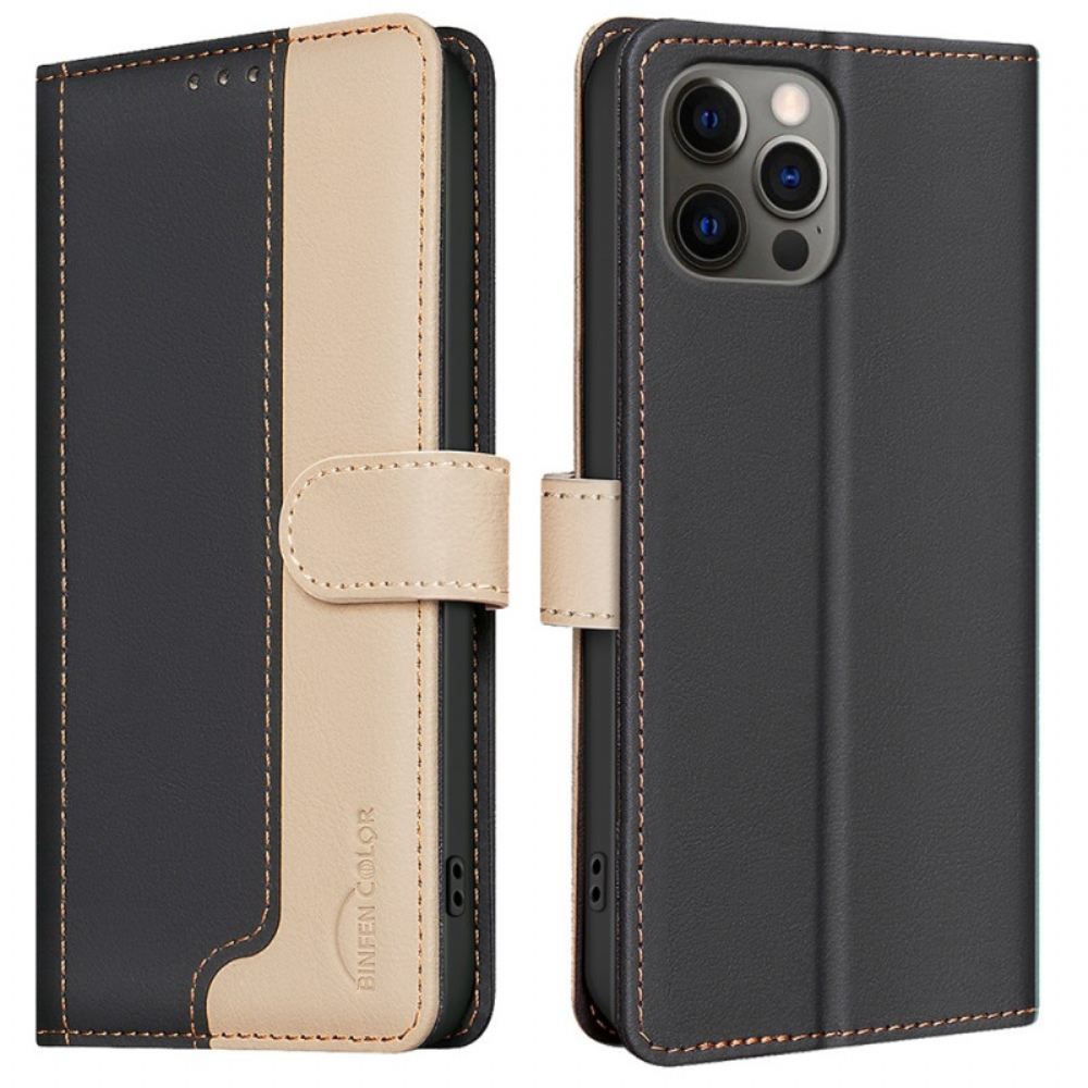 Kožený Kryt iPhone 16 Pro Max Dvoubarevná Binfen Color