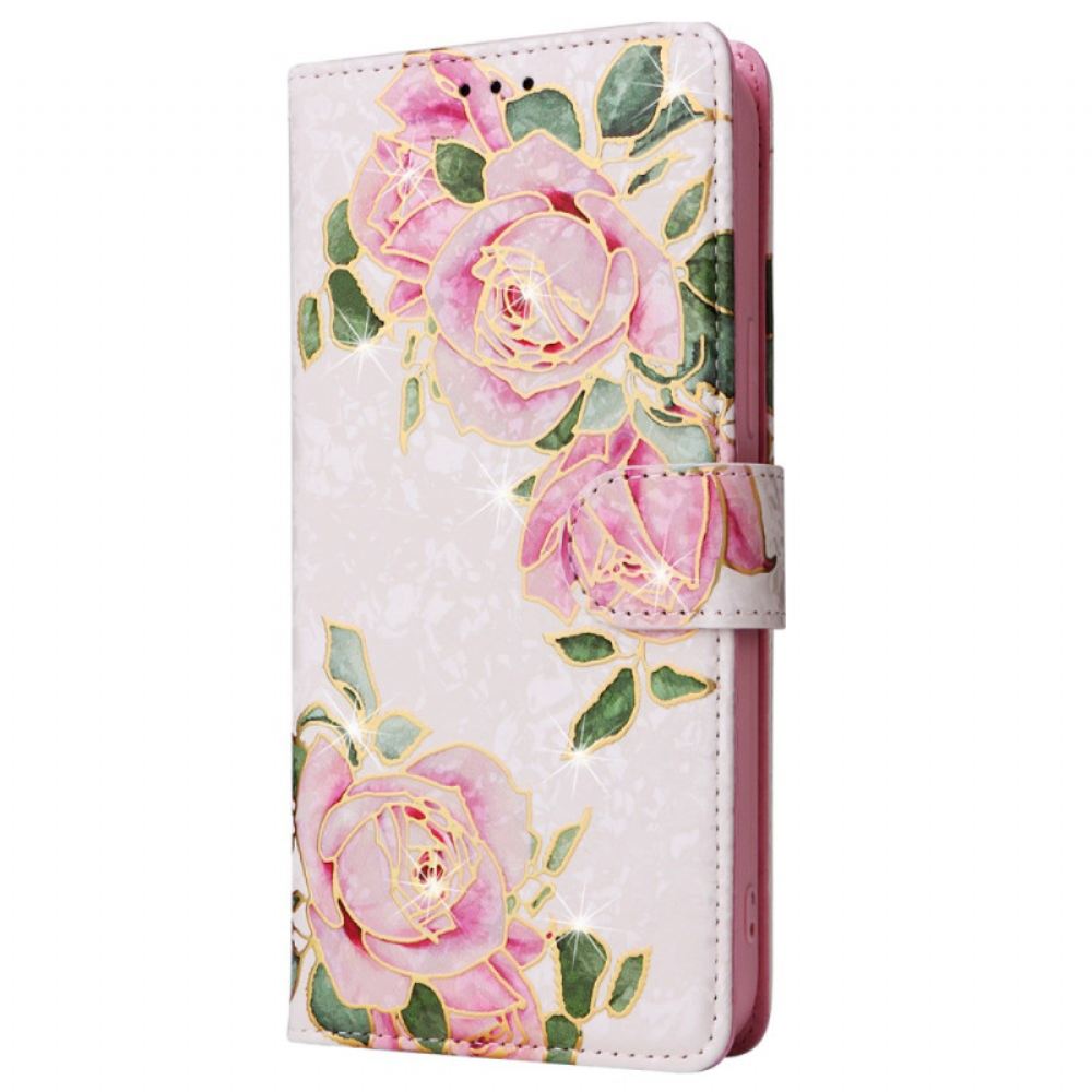 Kožený Kryt iPhone 16 Pro Max Floralies Rfid Blokování