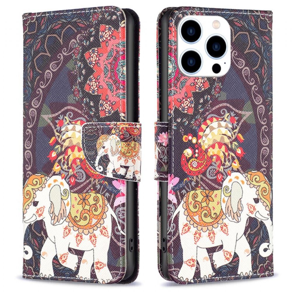 Kožený Kryt iPhone 16 Pro Max Kmenový Slon