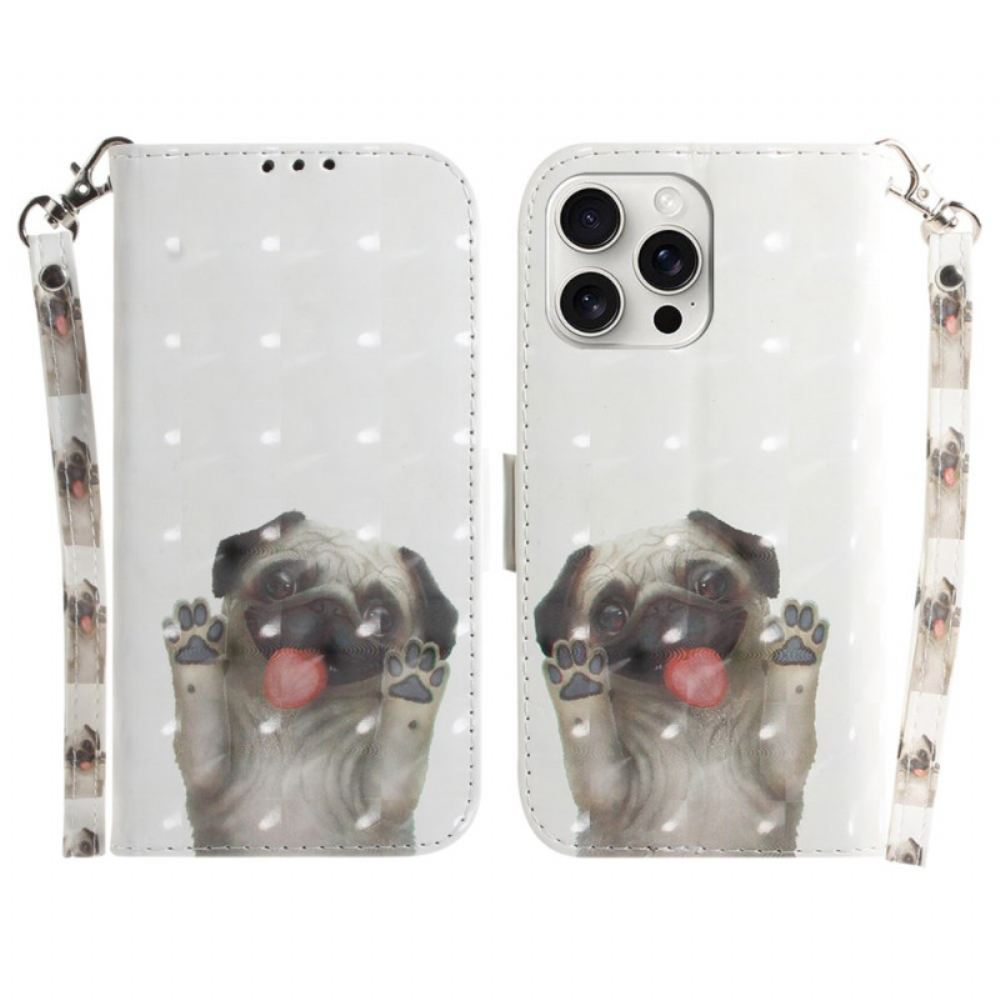 Kožený Kryt iPhone 16 Pro Max Lanyard Pes