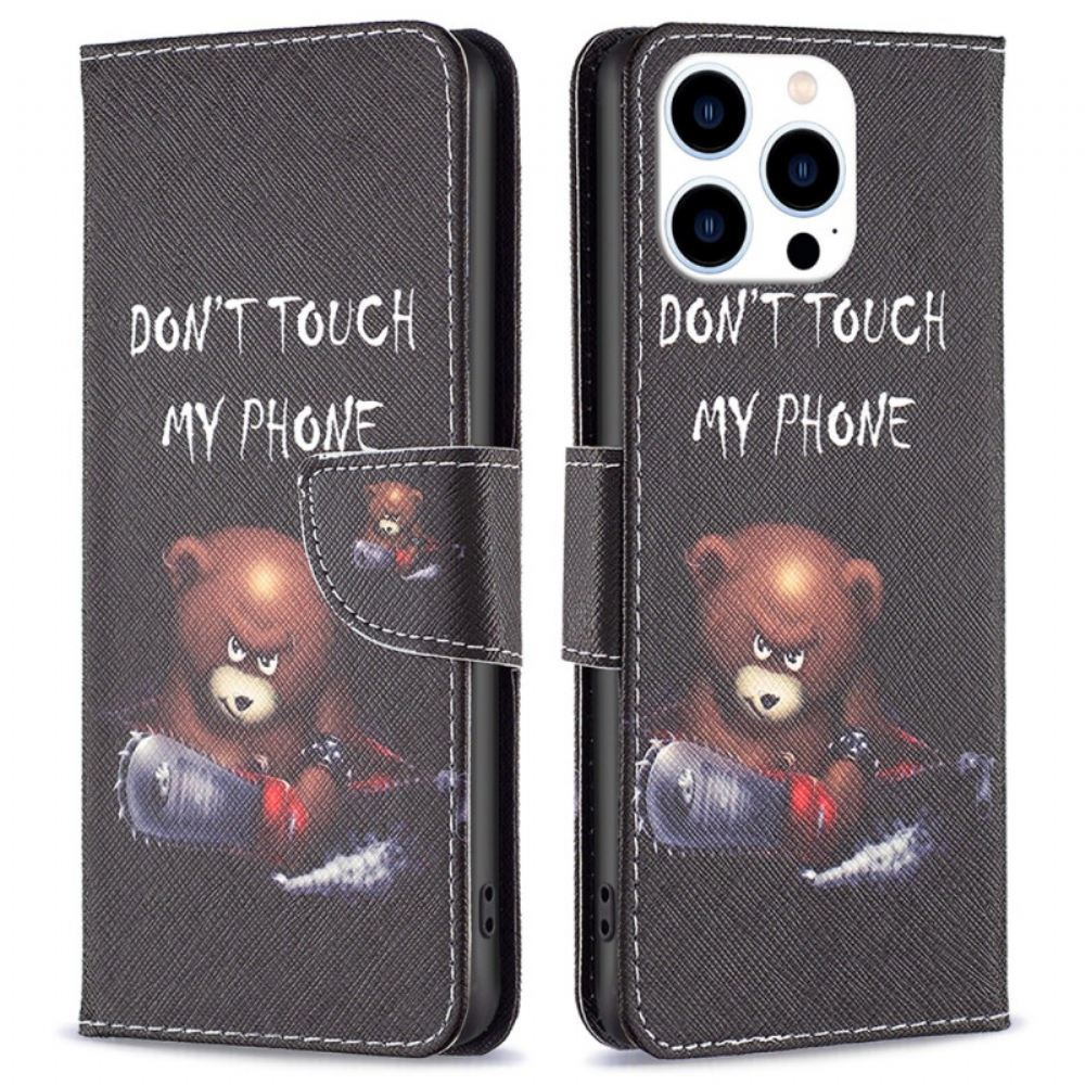 Kožený Kryt iPhone 16 Pro Max Nebezpečný Medvěd