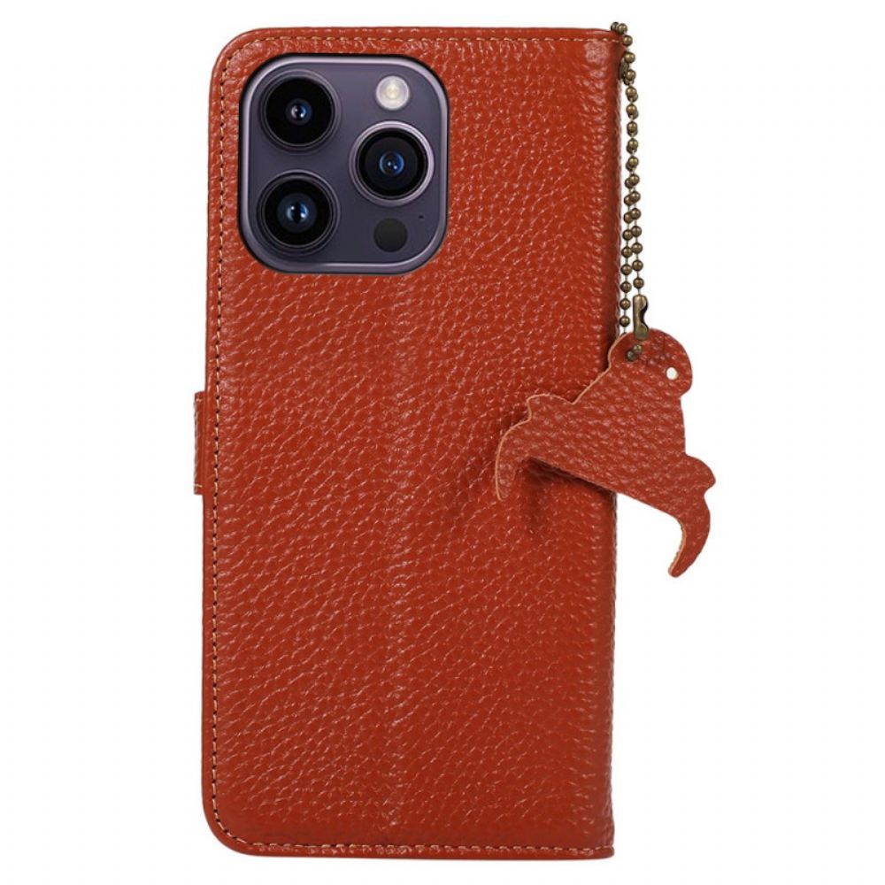 Kožený Kryt iPhone 16 Pro Max Textura Litchi A Technologie Rfid