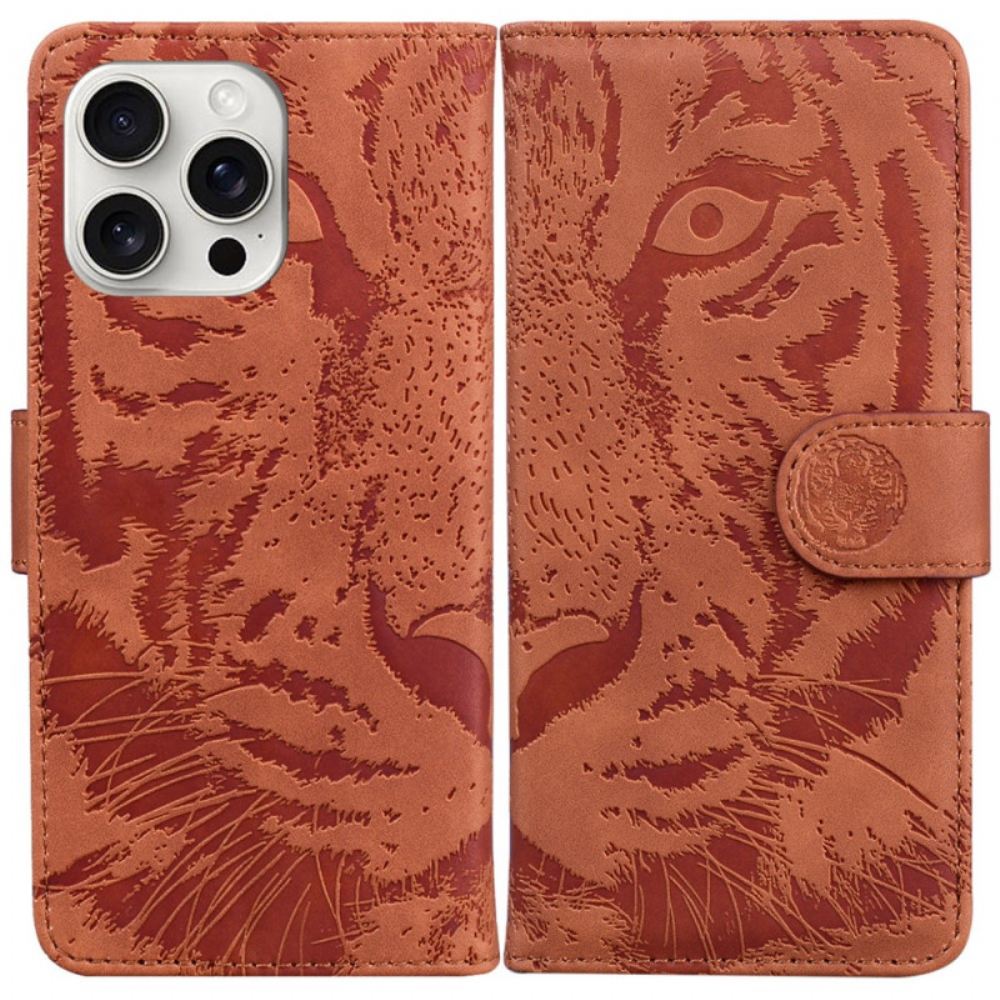 Kožený Kryt iPhone 16 Pro Max Tygří Stopa