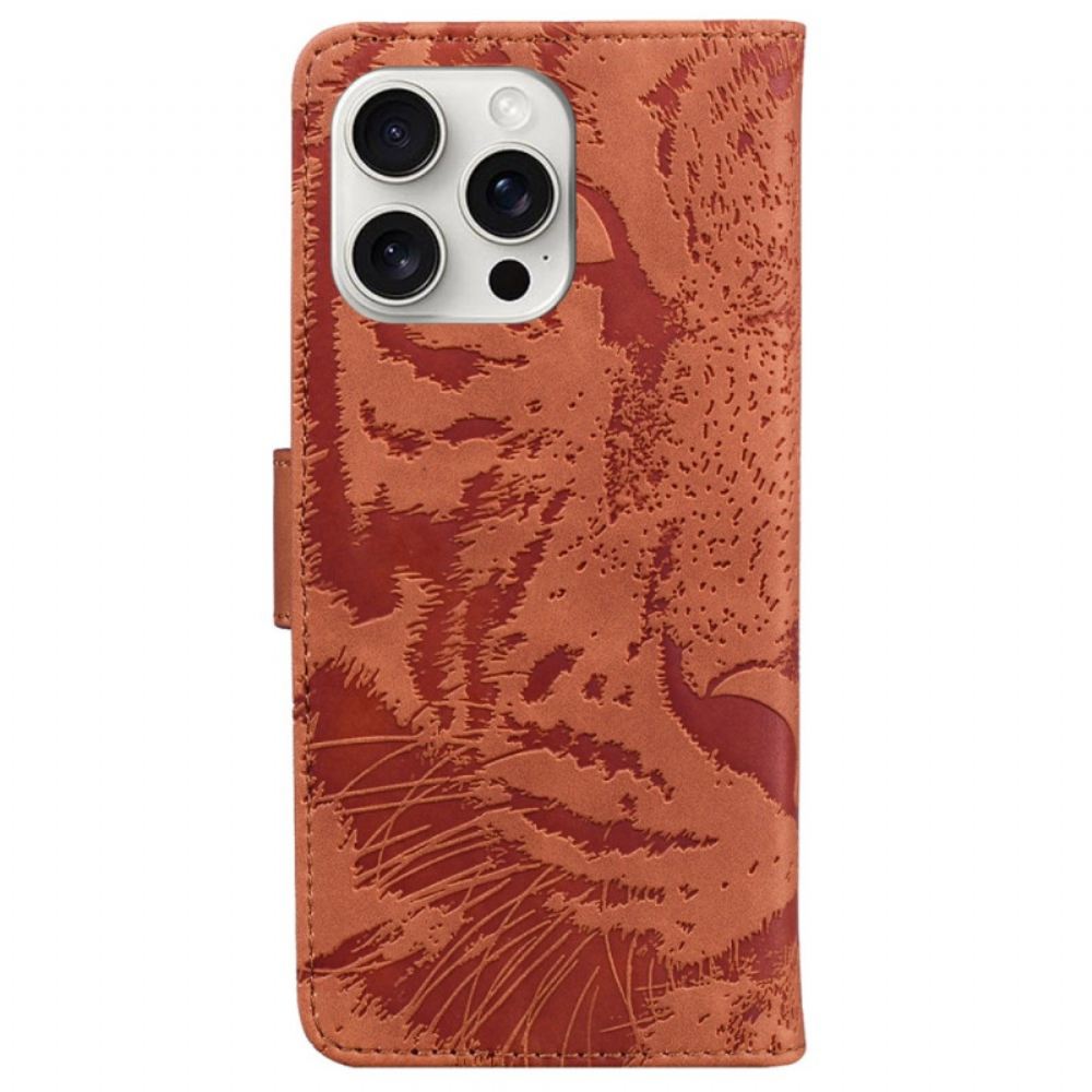 Kožený Kryt iPhone 16 Pro Max Tygří Stopa